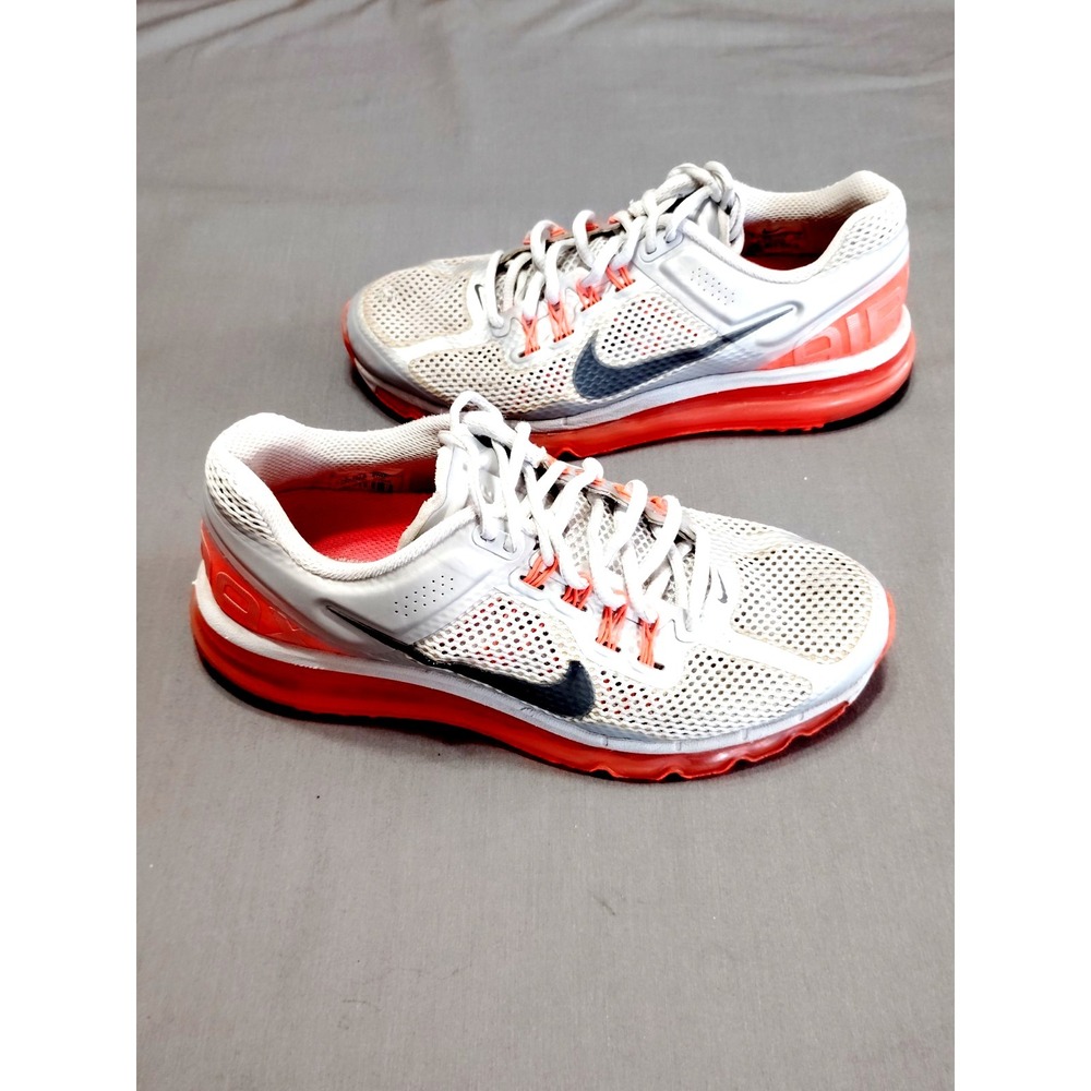 Nike Air Max 2013 Women 555363‑008 Pure Platinum Total Crimson Wolf Grey Shoe 8*